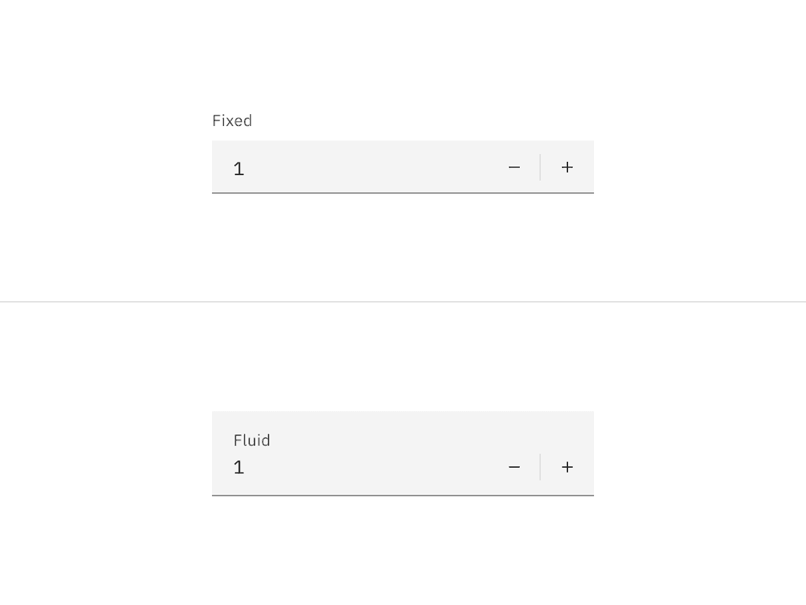 An example of a fixed and fluid number input